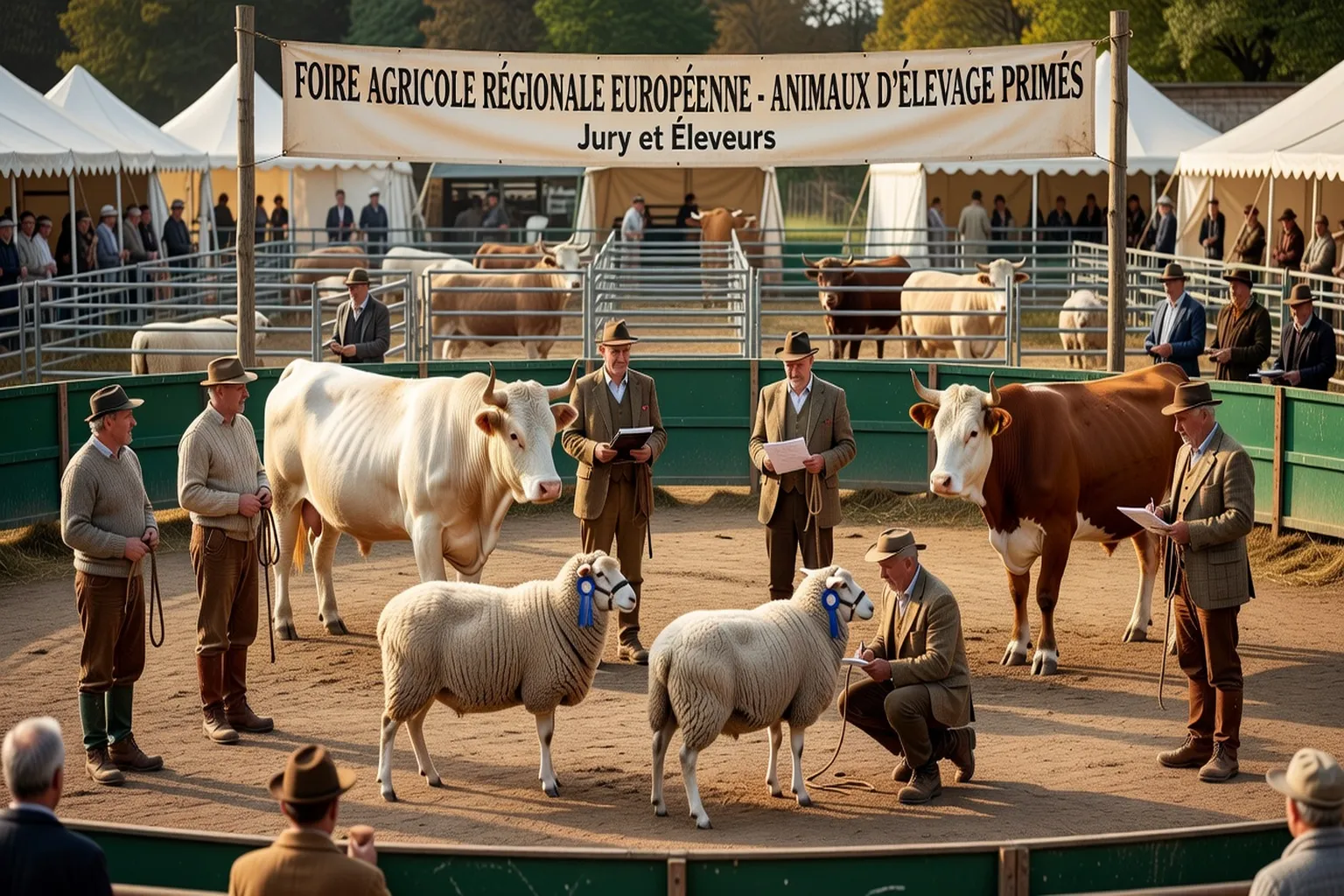 Marché paysan à la ferme avec producteurs locaux et consommateurs — foire agricole régionale France