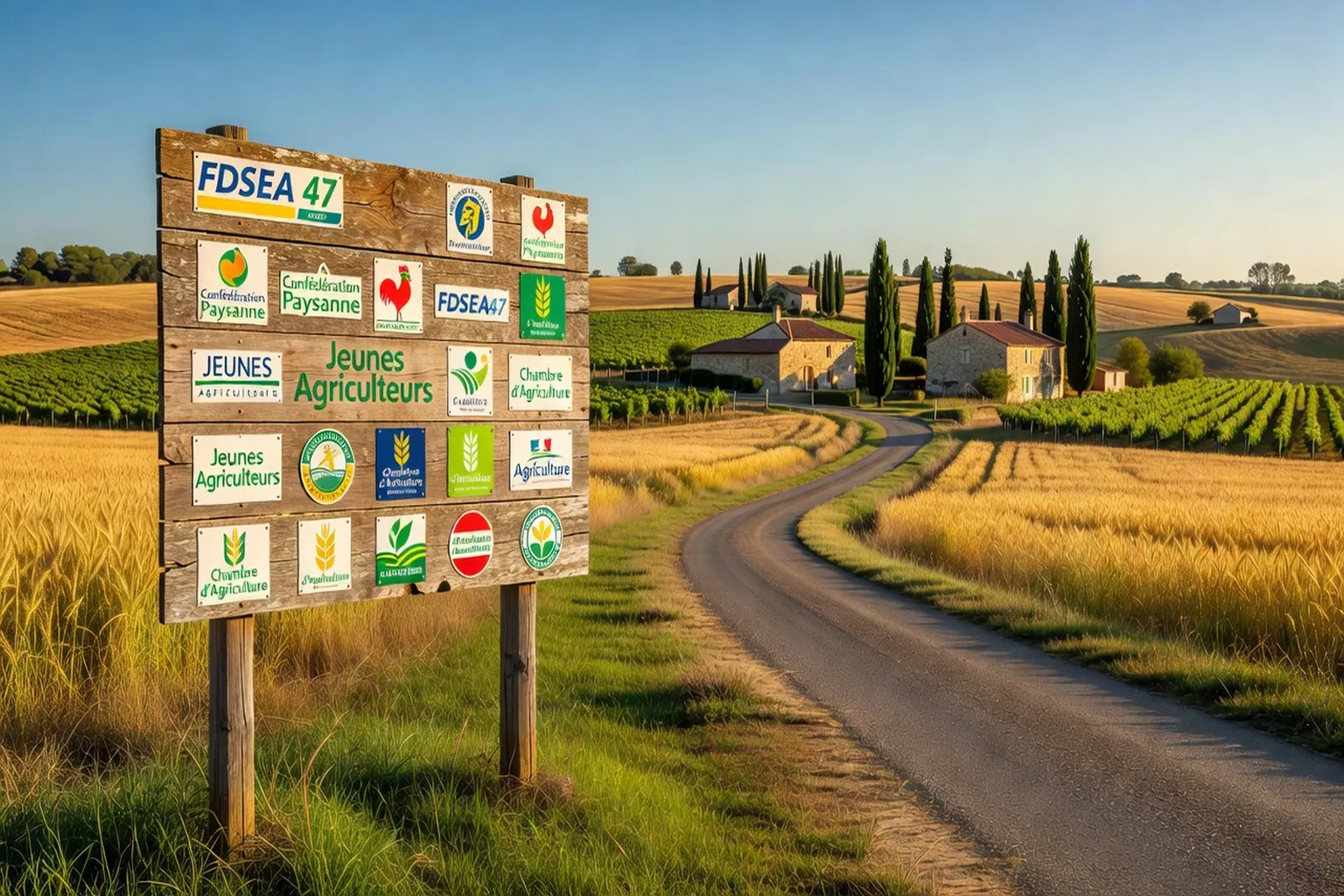 Panneau Réseau Paysan et logos d'associations agricoles — réseaux paysans France Europe 2026